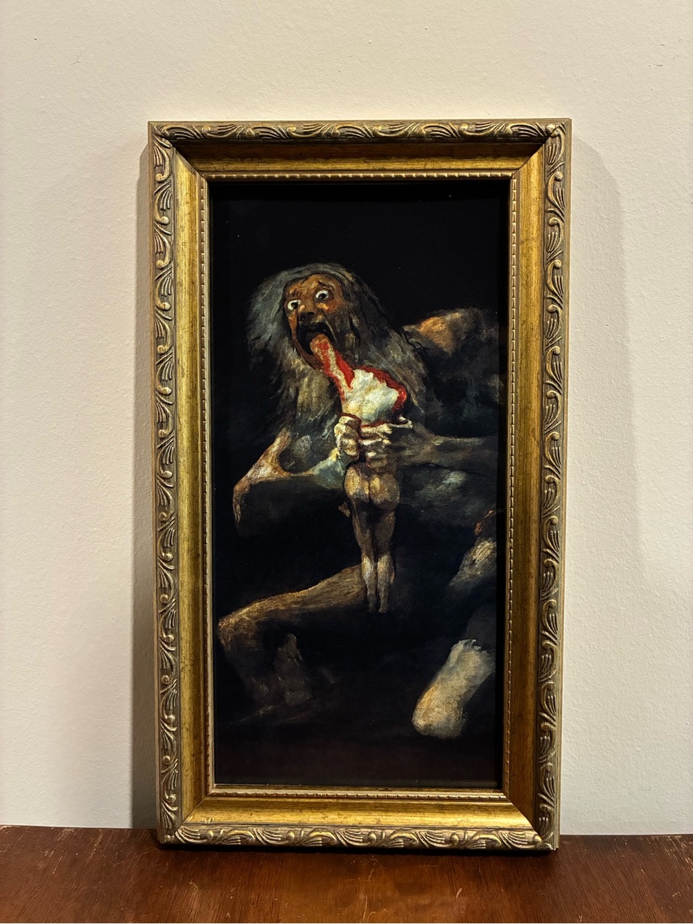 Saturn Devouring Child Framed Print 8x14 Goya Halloween Ornate Gold Wall Art